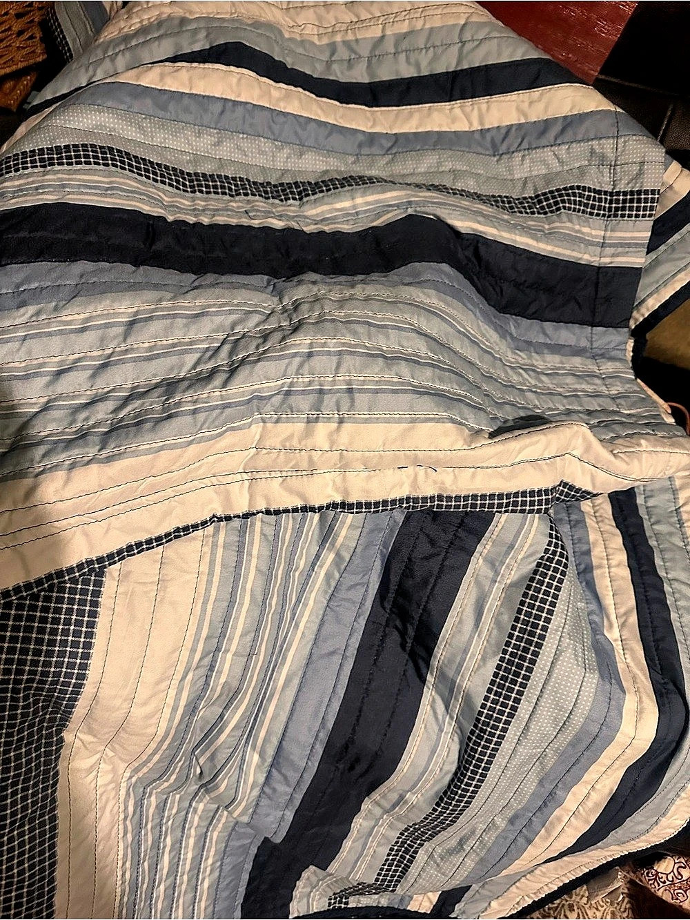 Striped Gray & Blue Comforter Twin